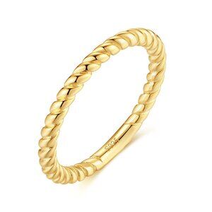 14K Gold Braided Rope Ring - Minimalist Gold Ring - Stackable Ring -